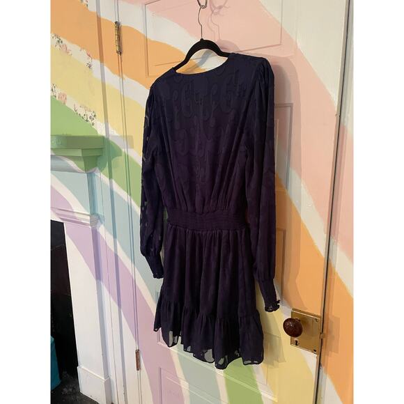 Lilly Pulitzer Navy Jacquard Long Sleeve Smocked Waist Mini Dress 12 - Picture 5 of 12